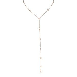 Lariat Diamond Station Necklace in 14K Rose Gold 0.33 CTW